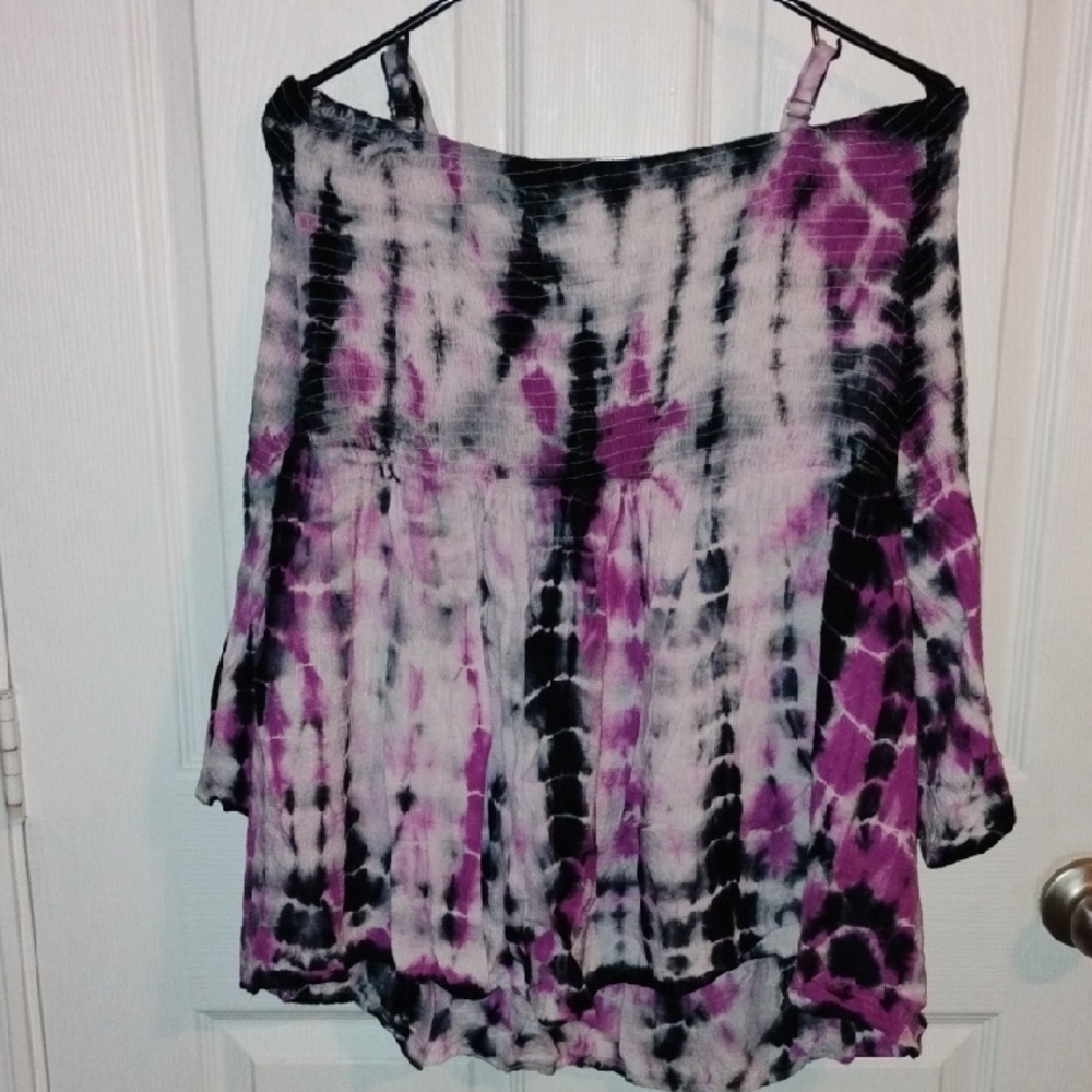 Torrid Black and Purple Tie-Dye Top